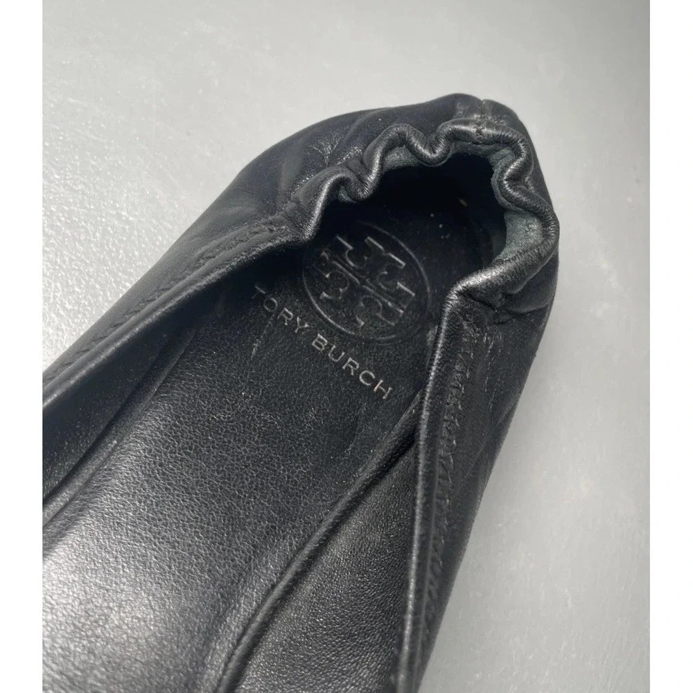 Tory Burch Minnie Black Leather Ballet Flats Size 8M